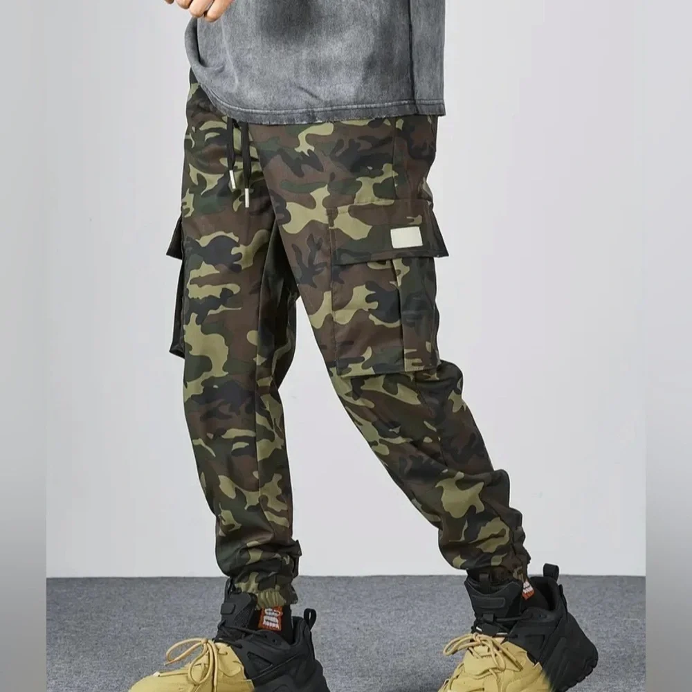 Casual Camouflage Pattern Cargo Pants -EUC-MensLarge ElasticWaist JoggersPockets
